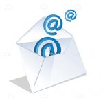 Email @ Symbols Flying Out of Envelope